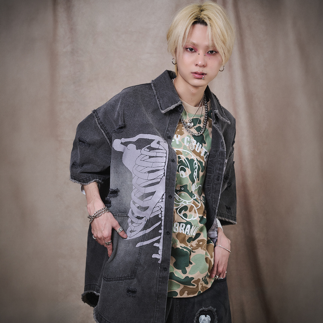 予約品【4月下旬頃までにお届け予定】クソ餓鬼ドロンコデニムシャツ 162031